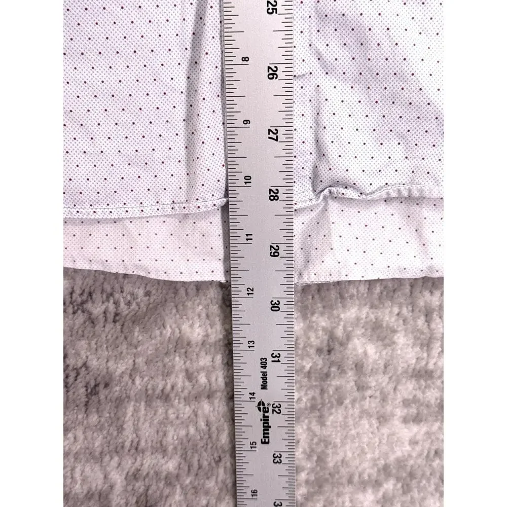David Donahue Dress Shirt 16 Mens Slim Fit White Polka Dot 23/33